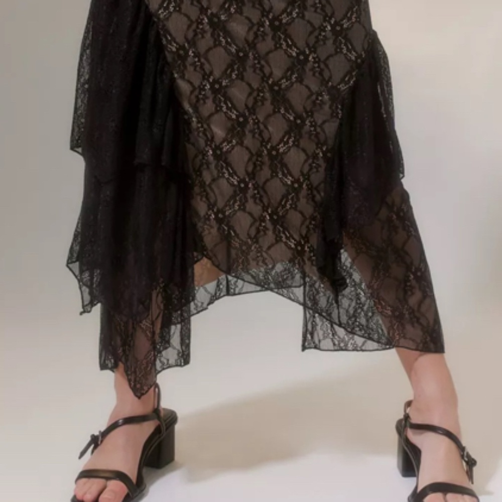 NWOT CJ Lace Ruffle Midi Skirt by Urban Outfitters - Picture 6 of 10